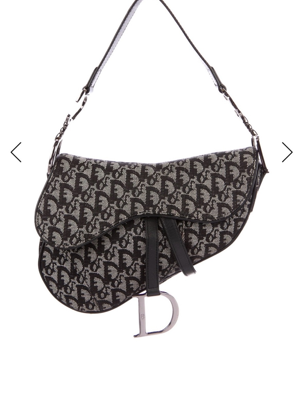 Dior Black and Gray Monogram Saddle Shoulder Bag